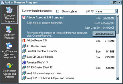 xp add/remove programs