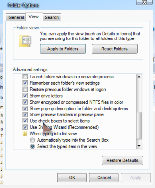 folder options